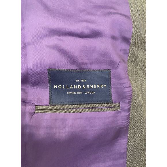Holland & Sherry BESPOKE Gray Wool Sport Coat Suit Blazer 44R Wool - Picture 3 of 4